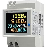 KETOTEK Single Phase Energy Meter Din Rail Electricity Usage Monitor AC 40-300V 100A Voltmeter Ammeter Watt Kwh Frequency Power Meter Built-in CT 110V