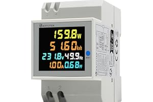 KETOTEK Single Phase Energy Meter Din Rail Electricity Usage Monitor AC 40-300V 100A Voltmeter Ammeter Watt Kwh Frequency Power Meter Built-in CT 110V