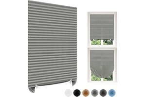 MARITOWN Paper Blinds Temporary Window Blinds Light Filtering No Drill Stick on Cut to Size Cordless Self Adhesive Pleated Shades for Kitchen Bathroom Windows Doors (4, Grey, WxH 35x59 in)
