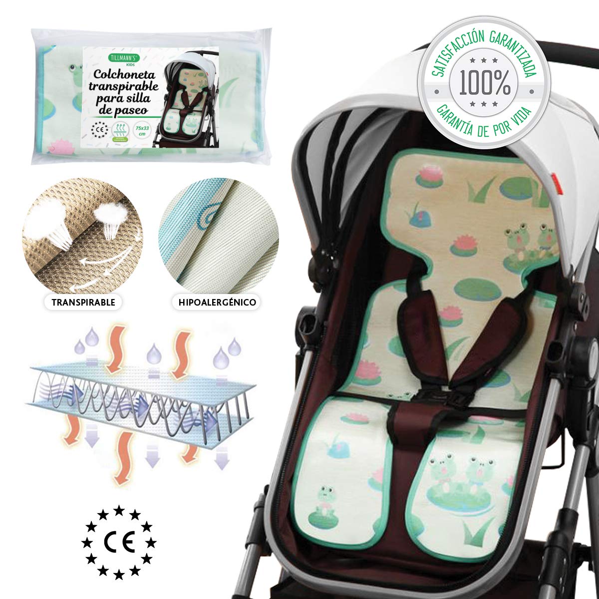 Colchoneta Silla Paseo Universal | Funda Silla Paseo Universal | Colchoneta Silla Paseo Universal Verano Transpirable |Unisex Para Bebe Niña Y Niño | Atractivo Diseño Y Máximo Confort