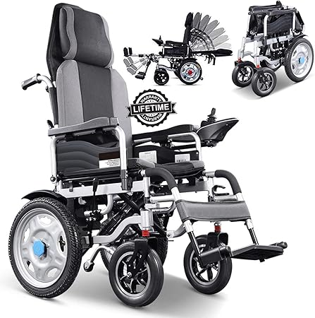 Amazon 電動 車椅子 電動車いす フルリクライニング電動車椅子 折り畳み車椅子 自走式 歩行補助 4輪車 調節可能な背もたれ フットペダル 調整可能な位置360 ジョイスティック 快適なショックアブソーバー Hhdq 自走用車いす