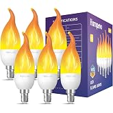 Hompavo Upgraded E12 Flame Light Bulbs, Real LED Flickering Effect, 3 Mode | Chandelier Base Candle Fire Bulbs for Halloween Christmas Party Porch Indoor & Outdoor Home Decoration, 6 Pack