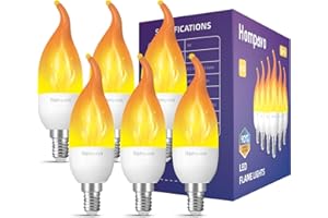 Hompavo 【Upgraded】 LED Flame Light Bulbs, 3 Modes Flickering Light Bulbs, E12 Chandelier Base Candle Fire Light Bulb for Halloween Christmas Party Porch Indoor & Outdoor Home Decoration - 6 Pack