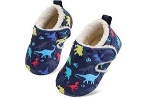 JOINFREE Toddler Slippers Boys Girls Adjustable House Shoes Barefoot Sock Shoes with Rubber Sole Baby Comfort Warm Indoor Outdoor Walking Shoe
