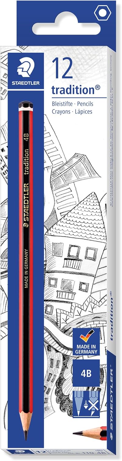 STAEDTLER 110-4B Tradition Graphite Pencil 4B Box of 12 for Drawing