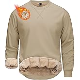 MAGCOMSEN Men's Crewneck Sweatshirt Sherpa Lined Casual Fleece Pullover Thermal Winter Warm Heavyweight Cotton SweatShirts