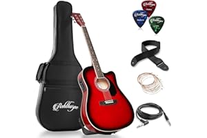 Ashthorpe Full-Size Cutaway Thinline Acoustic-Electric Guitar Package - Premium Tonewoods - Red