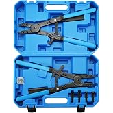 DASBET 16" Snap Ring Plier Set 2PCS Heavy Duty External and Internal Pliers | Straight, 45&deg;, 90&deg; Tips Circlip Pliers with Straight and Angled Jaws to Install and Uninstall the Snap Rings