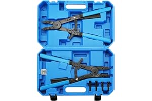 DASBET 16" Snap Ring Plier Set 2PCS | Heavy Duty External and Internal Pliers, Straight, 45°, 90° Tips Circlip Pliers with St