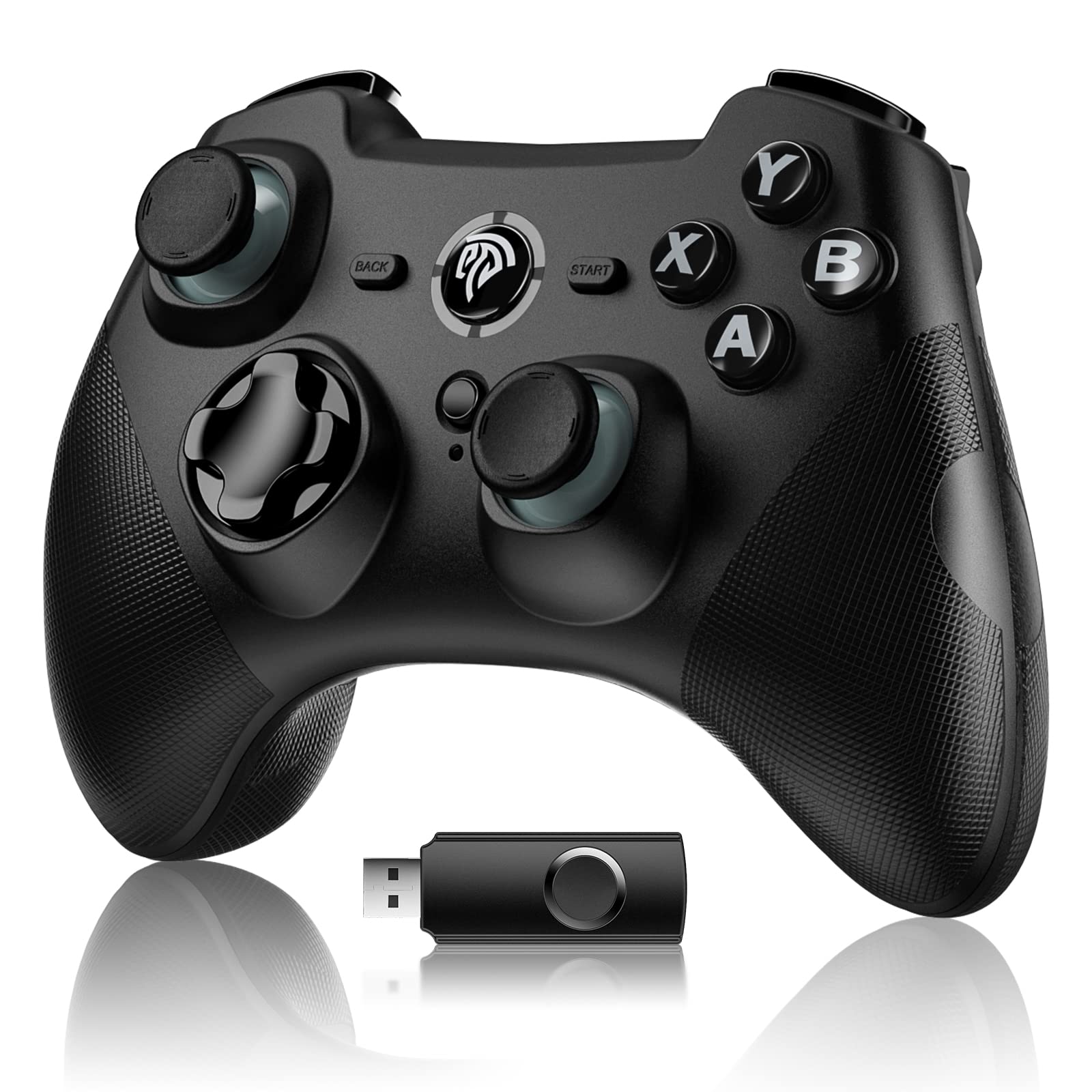 EasySMX Wireless Game Joystick Controller, 2.4G Wireless Gamepad Joystick PC, Dual Vibration, 14 Hours of Playing for PC/PS3/TV Box/Nintendo Switch (Black)