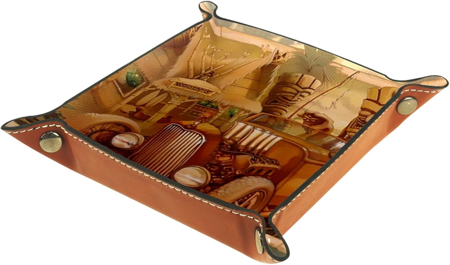 Kleine Aufbewahrungsbox,Herren-Valet-Tablett,Oldtimer,Leder Catchall