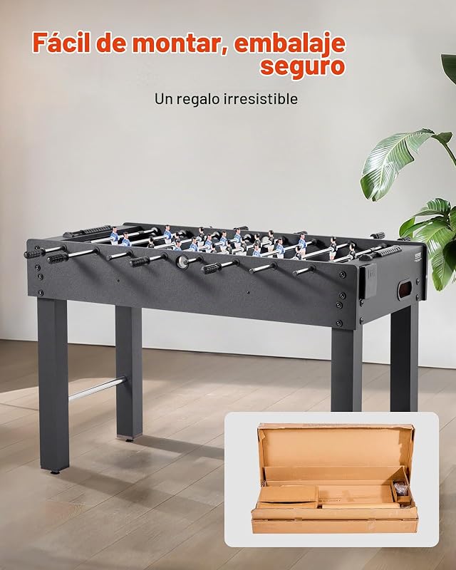 Mesa de matraquilho, tamanho padrão, ideal para interiores, casa, família e sala de jogos, jogo de futebol robusto, inclui 2 bolas, marcador e 2 porta-copos, 1212 x 610 x 838 mm, preto