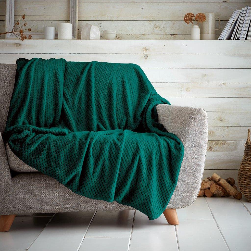GC GAVENO CAVAILIA Soft Throw, Fluffy Blankets For Sofas OR Settees, Thermal Warm Cosy Throws, Green, 150X200 Cm, 727415 — image 1