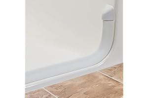 GRAB BAR SPECIALISTS Collapsible Shower Dam - Water Threshold Barrier Stopper for Curb Free Shower/Easy Wheelchair Roll In/Use with Weighted Curtain for Full Splash Guard/Neutral/Radius End Caps/ 48"