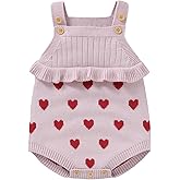 Ayalinggo Newborn Baby Girl Valentines Day Outfit Overall Ruffle Trim Halter Tank Top Flounce Knit Romper Winter Clothes