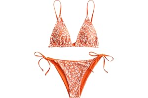 ZAFUL Women's Triangle Bikini Floral String Bikini Set Two Piece Swimsuit Bathing Suits