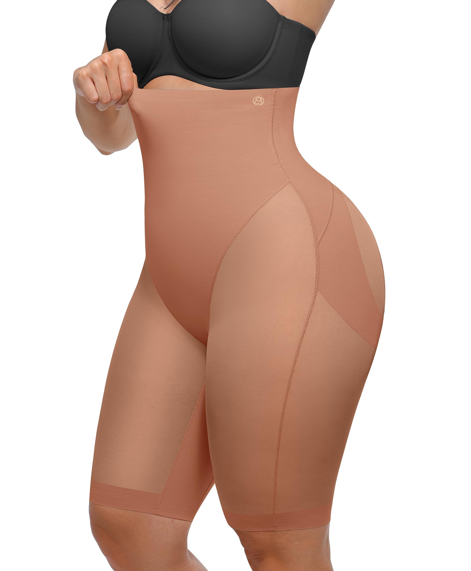 Photo 1 of SHAPELLX Butt Lifting Tummy Control Shapewear for Women High Waisted Body Shaper Seamless Panty (Brown Medium)