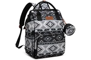 Wrangler Aztec Backpack Organized Daypack Travel Baby Bag with Stroller Strap and Side Bottle Pockets