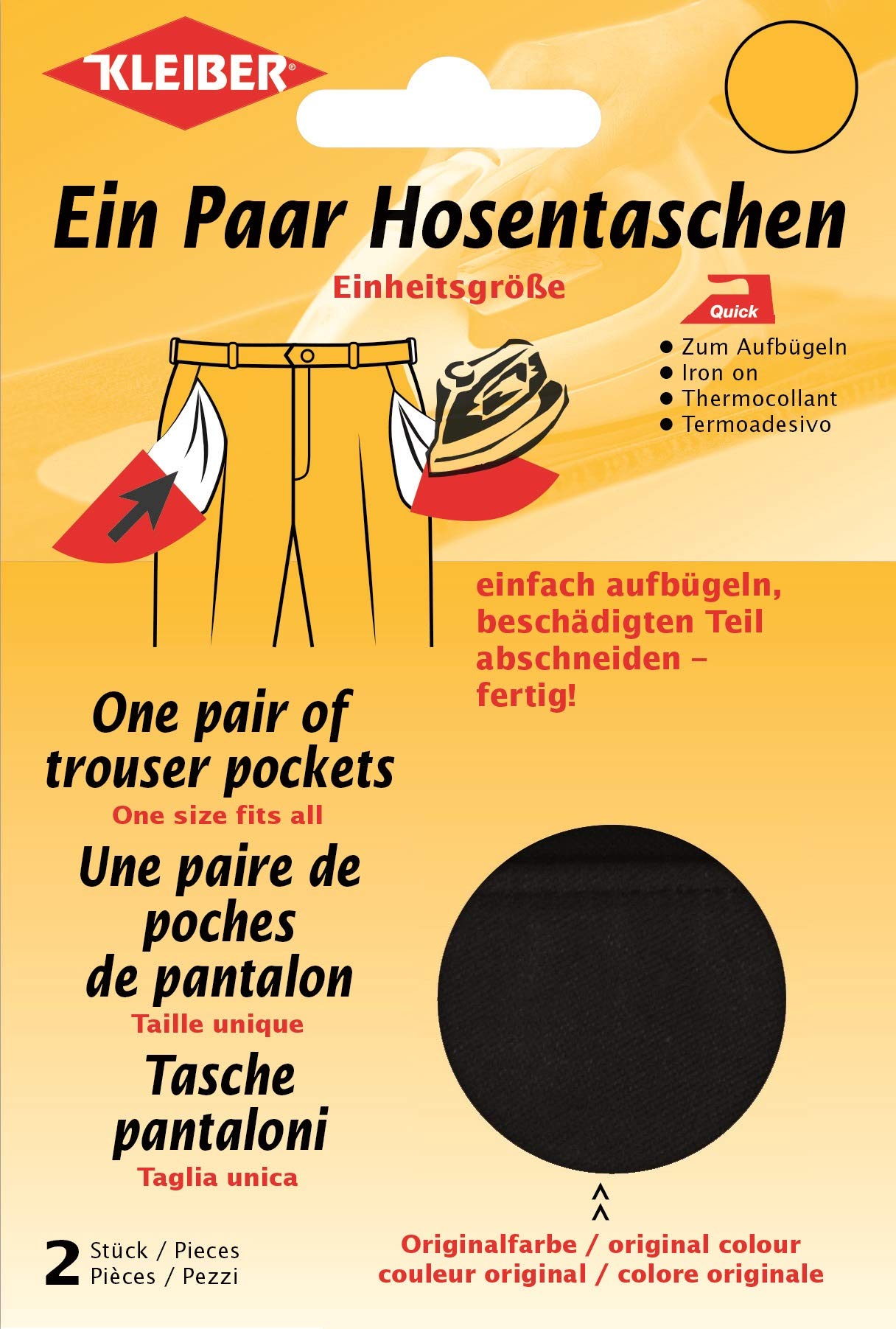 Kleiber 1 pair of trouser pockets, black, 18,5 cm x 16 cm