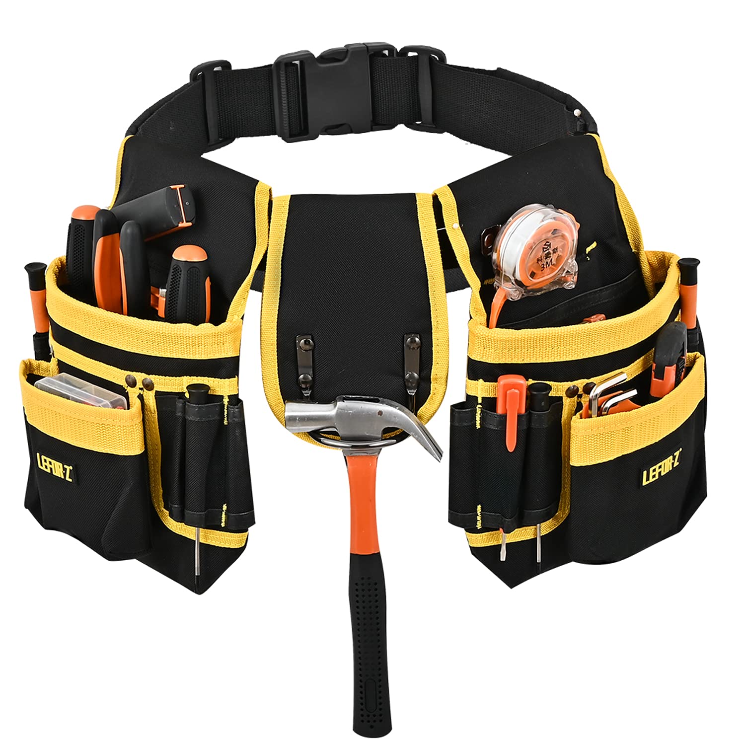 Tool Belts for Men,Heavy Duty Tool Belts with 26-Pockets,Adjustable and Detachable Tool Pouches and Belts for Electrician,Carpenter,Construction,Joiners,Plumbers,Work Tool Belt