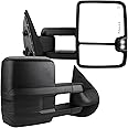 YITAMOTOR Towing Mirrors Compatible with 07-13 Silverado 1500 2500 3500 Tahoe Suburban Avalanche GMC Sierra Yukon Cadillac LED Turn Signal Light Power Heated Manual Telescoping Folding