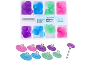 KOUYOT Dental Polishing Discs Dentistry Assorted Kit Polisher Supplies with Stem Mandrel Accessories for Polishing and Contouring 4 Colors 2 Size(40Pcs+1Pcs)