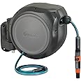 GARDENA (20500) Retractable Garden Hose Reel 50' x 1/2" hose, Wall Mounted, Automatic Retraction & Length Lock for Easy Watering. Heavy Duty Swivel Bracket 180°, Includes Nozzle. Made in Europe