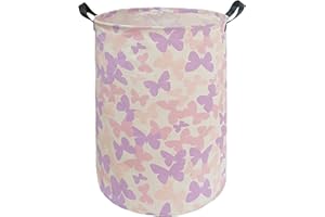 ACMUUNI Butterfly Storage Basket Canvas Clothes Baby Laundry Hamper Pink Gift Laundry Bins Storage Hamper for Kids Boys and Girls Room Decor