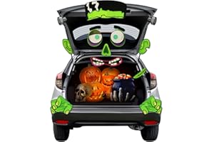 Motiloo Halloween Frankenstein Trunk or Treat Car Garage Decoration,with Forehead, Huge Eyes, Ears, Hands, Bolt Nostrils, Fangs and Dot Glue for SUV Car Archway Garage