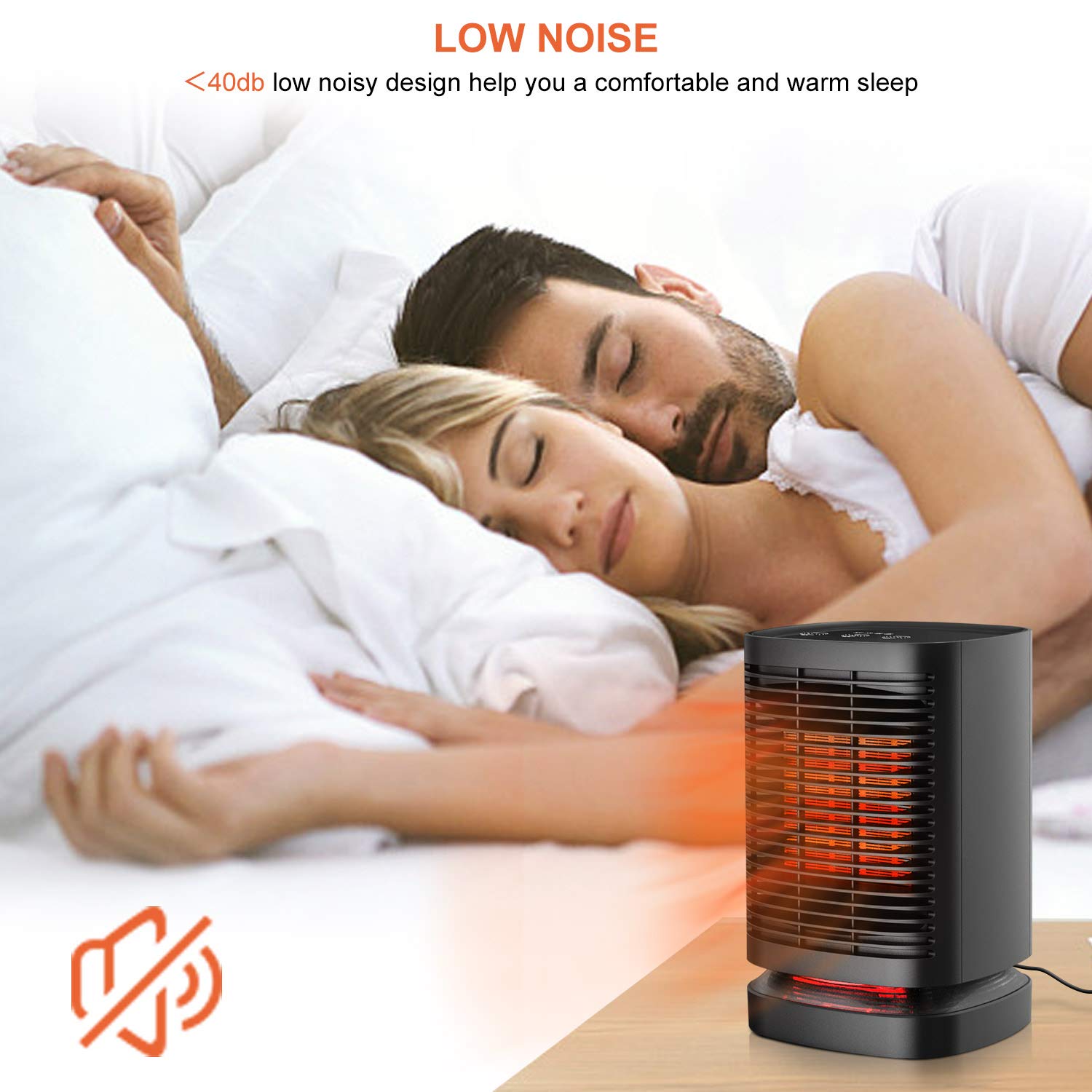 Portable Electric Ceramic Space Heaters, 2 in1 2SPersonal Heater Fan with Auto Oscillating Hot & Cool Mode, Features Built-in Timer and Tip-Over & Over-Heat Protection 950W with Worldwide Adapters