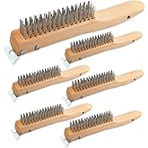 AOKLIT 6 Pack Wire Scratch Brushes Set, 4x16 Rows Stainless Steel Wire for Cleaning welds, Rust