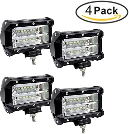 72W Focos de Coche LED Potentes，Faro de trabajo con luz LED de 5 ...