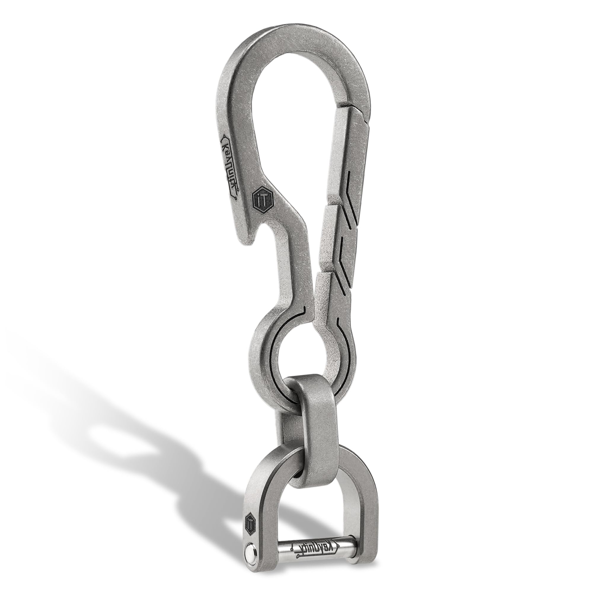 KeyUnity Titanium EDC Keychain Clip with Bottle Opener,Quick Release Carabiner Key Ring Holder for Men,(KM14SW)
