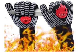 GBBO BBQ Gloves 1472°F Heat Resistant Oven Gloves, Food Grade Premium Non-Slip Silicone Oven Mitts Cooking Gloves for Home Kitchen, Grill Gloves for Barbecue, Cooking, Baking, Welding,Cutting