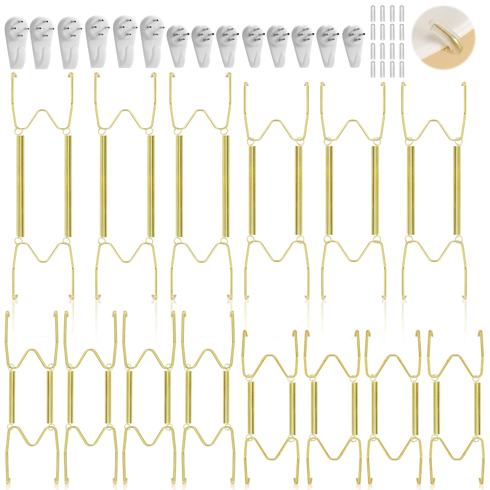 Photo 1 of 14 Pieces Plate Hangers for Wall - 6/8/10/12 Inch Invisible Plates Hanger, Stainless Steel Plate Holders with 14 Pieces Wall Hooks for 5.5 to 12.5 Inch Decorative Plates and Arts (Gold)