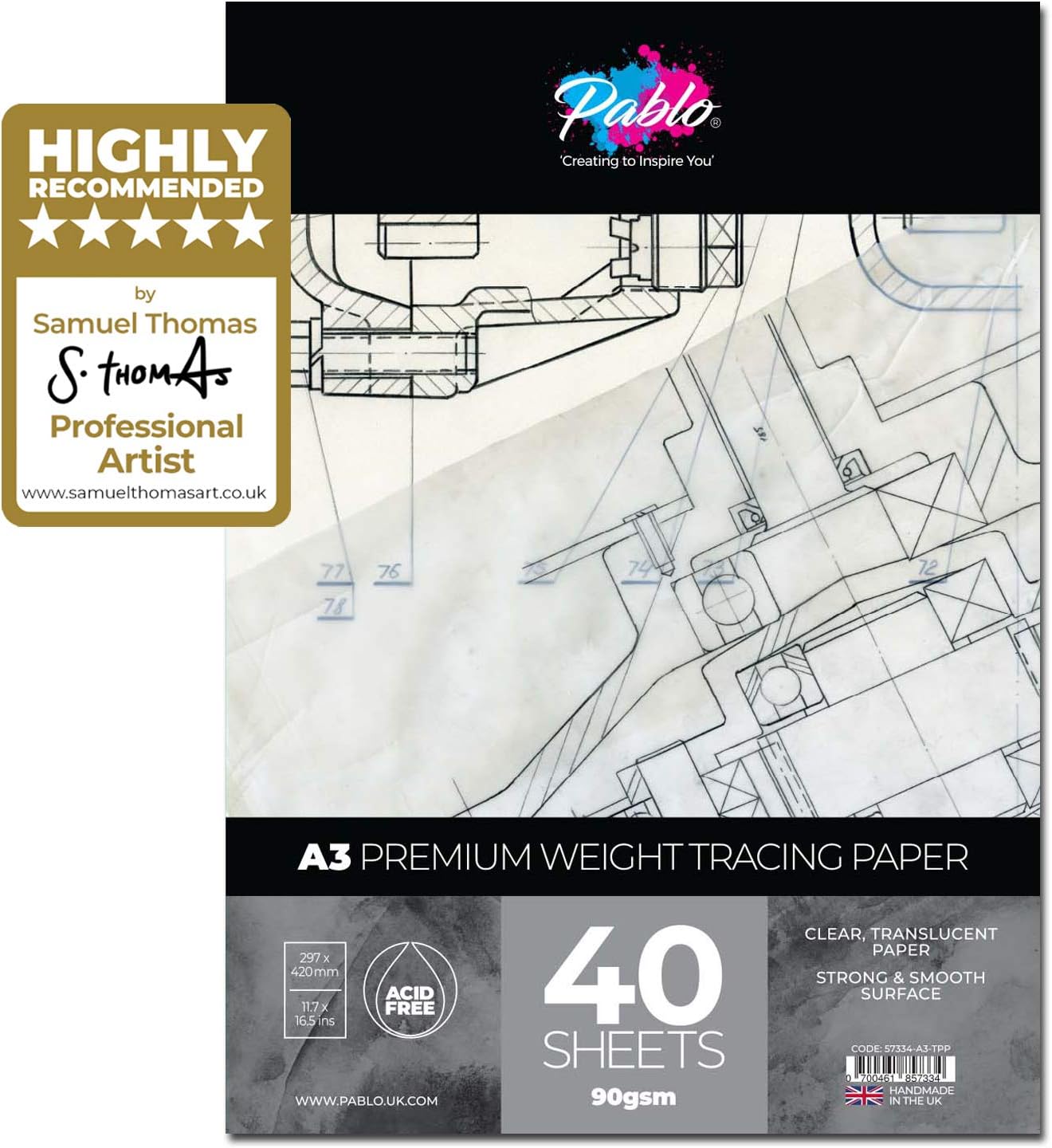 Tracing Paper Pad 90gsm, 40 Sheets Premium, High Transparency (A3