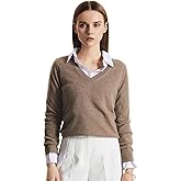 GreenMount Women's V Neck Sweater 100% Pure Cashmere Essential Long Sleeve Pullover Warm Soft Sweater for Women