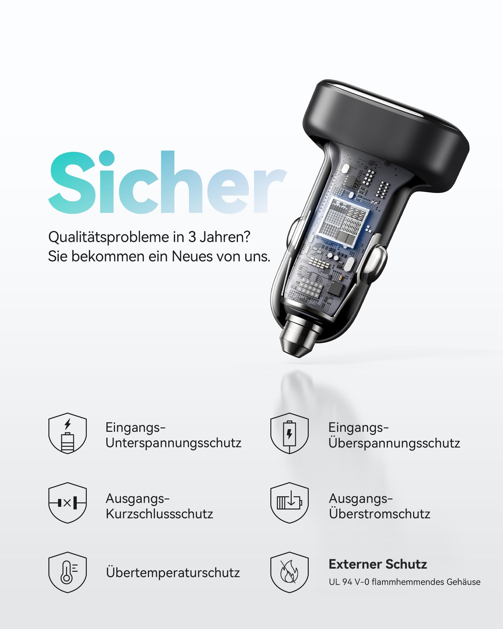 INIU Zigarettenanzünder, 90W [Zwei USB C 45W] Mini Größe Auto Kfz Ladegerät 7