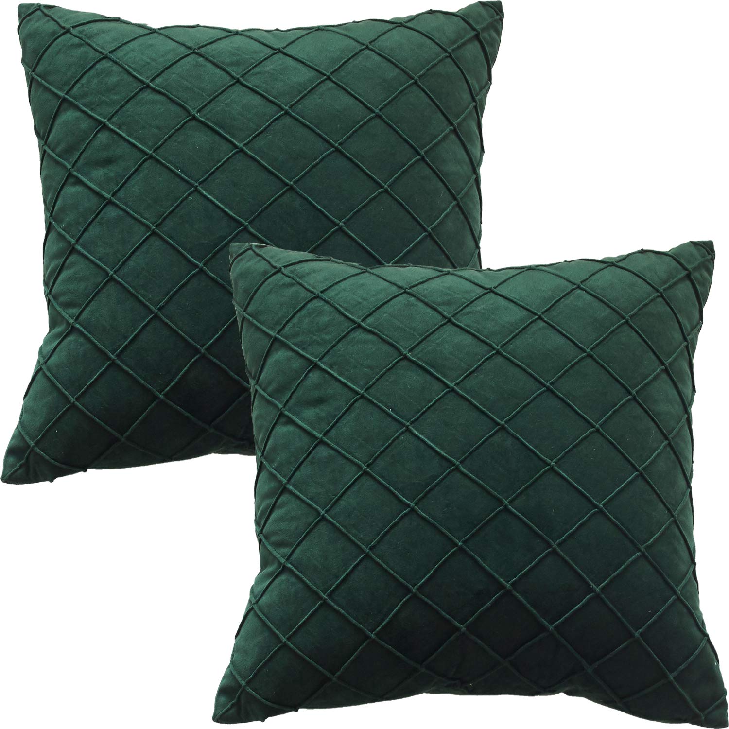 GONOVE Cushion Covers 40X40cm Soft Velvet Decorative Throw Pillow Cases Pack of 2 Square Pillow Covers Pillowcases with Invisible Zipper for Home Couch Sofa Bed, Dark Green — image 1