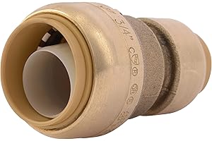 SharkBite 3/4 Inch x 1/2 Inch Reducing Coupling, Push to Connect Brass Plumbing Fitting, PEX Pipe, Copper, CPVC, PE-RT, HDPE, U058LFA