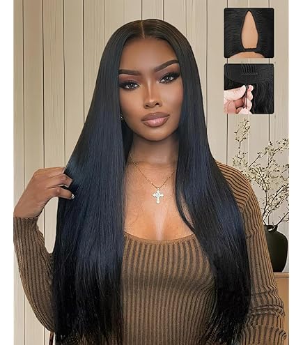Amazon.com : Kinky Straight V Part Wig Human Hair Glueless 