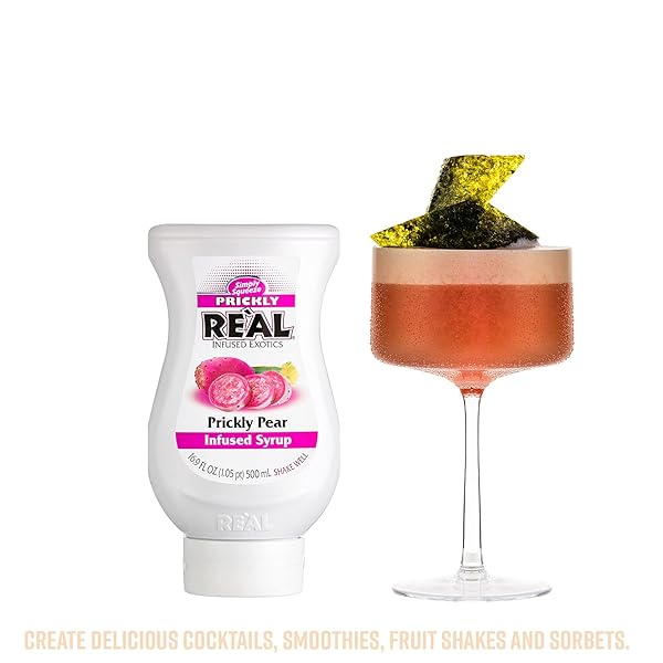 PRICKLY PEAR REÀL INFUSED EXOTICS, PRICKLY PEAR PUREE INFUSED SYRUP, 16.9 FL OZ SQUEEZABLE BOTTLE