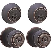 Amazon Basics Keyed Alike Exterior Knob with Key Lock and Deadbolt, Classic, Oil Rubbed Bronze, Set of 2