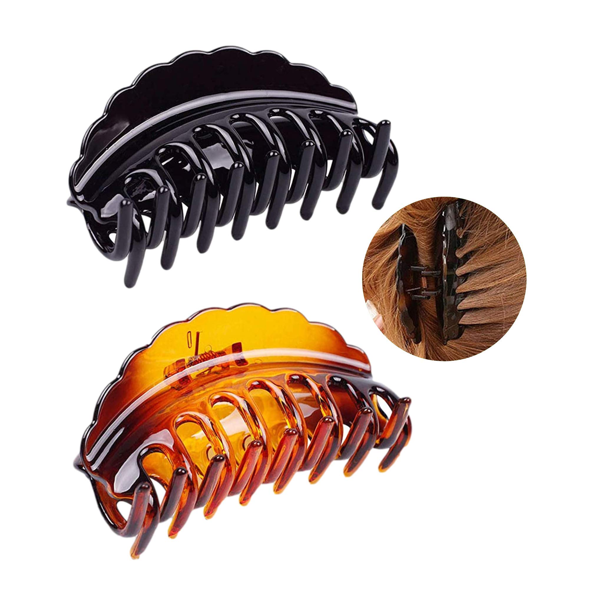 Marrie Hair Claw Clips for Thick Hair Nonslip Strong Large Clamp for Strong Hold Big Jaws Hair Clips for Long Stylish Hair Styling Accessories for Women Girls (1 x Black & 1 x Brown) — image 1