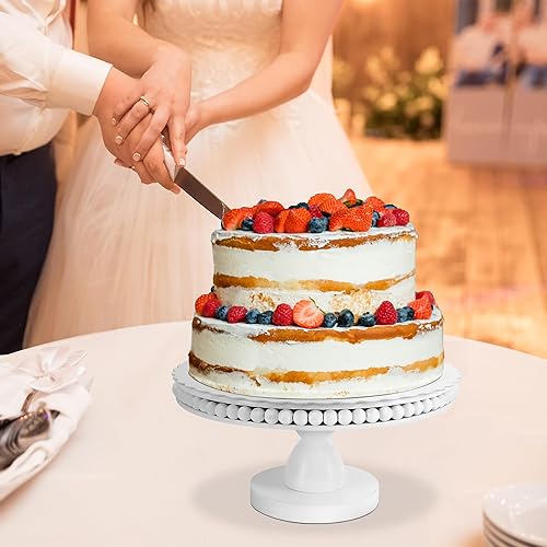 Wood Cake Stand, Cupcake Stand with Pedestal Stand, White Cake