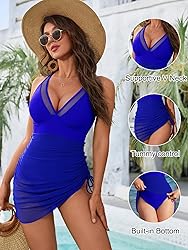 Blooming Jelly Women One Piece Swim Dress Tummy