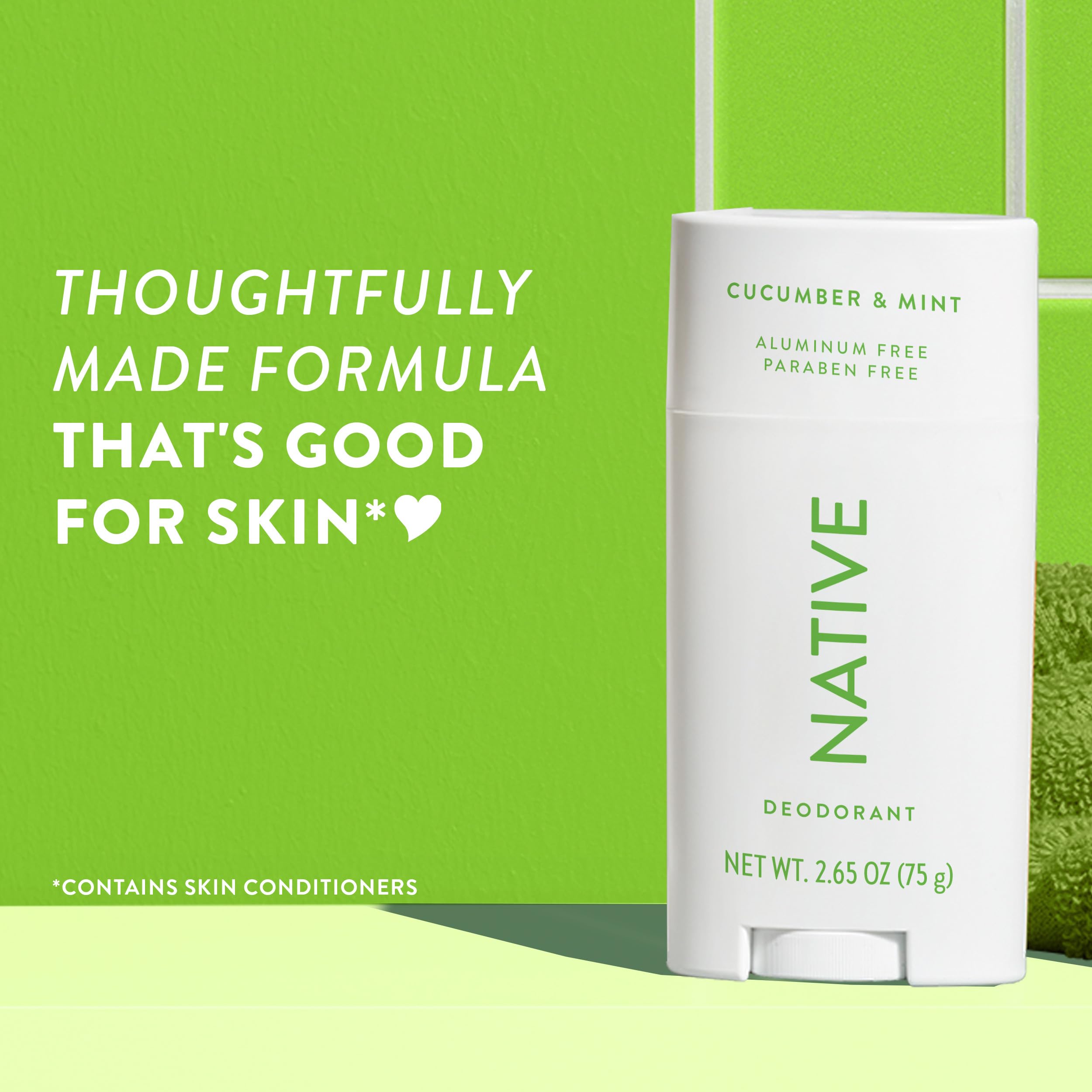 Native Aluminum-Free Clean Deodorant with Natural Derived Ingredients, 72HR odor control | Deodorant for Women and Men, With Baking Soda, Coconut Oil, Shea Butter | Cucumber & Mint