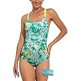 Beautikini Period Swimwear One Piece Leakproof Swimsuit Menstrual Athletic Print Bathing Suit for Teen Girls Women