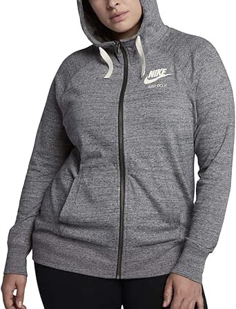 Amazon.com: Nike Women's Sportswear Gym Vintage Full-Zip Hoodie (3X-Large, Carbon Heather/Sail 