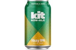KIT NA BREWING Kit Non-Alc - Non-Alcoholic Craft Beer – Hazy 6pk Cans, 12 FL OZ, 4 Simple Ingredients – Gluten-Removed, Vegan Friendly, Dairy Free